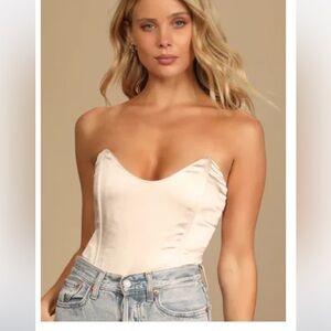Lulus Satin Strapless Bustier Bodysuit